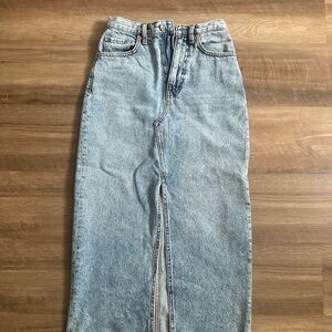 Mango Light Blue Denim Midi Skirt